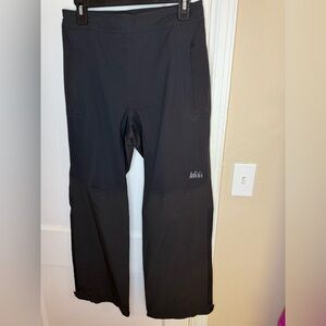 REI E1 Elements Pants Mens Black Rain Full Side Zip Waterproof Hiking Lined